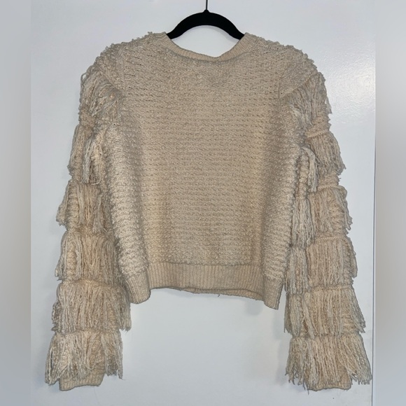 Cream Fringe Cardigan Size 4 - Picture 7 of 8
